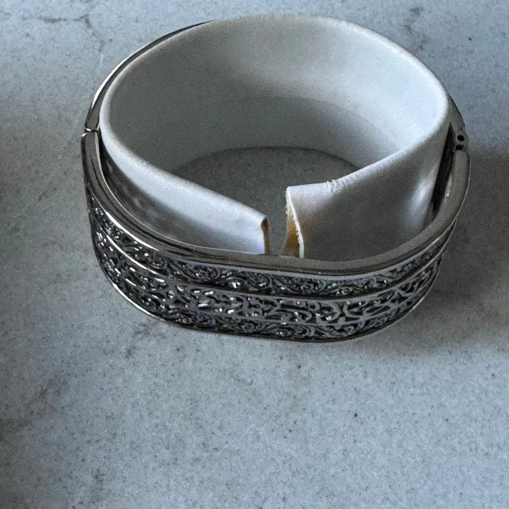 Kessaris Womens Silver Tone Filigree Cuff Watch and Matching Bangle Bracelet Set